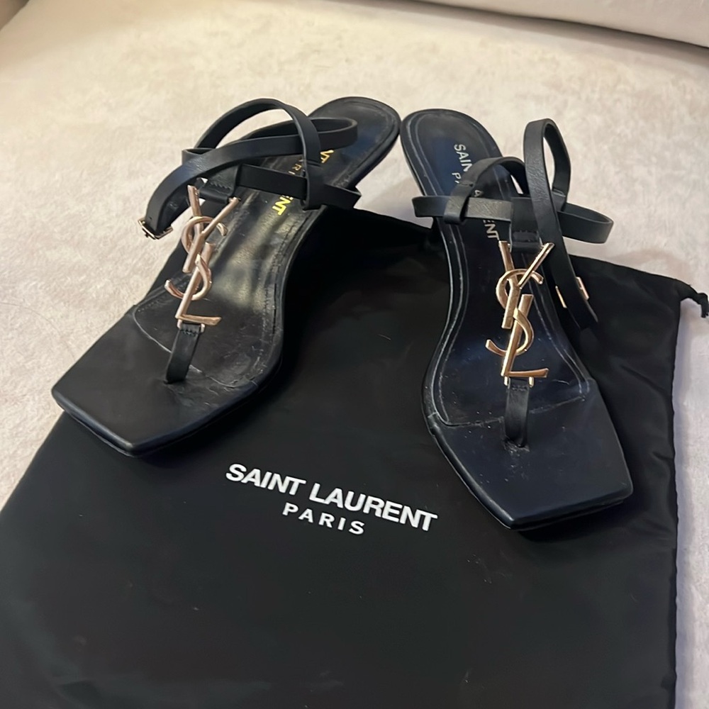 Authentic YSL Saint Laurent black women’s sandal